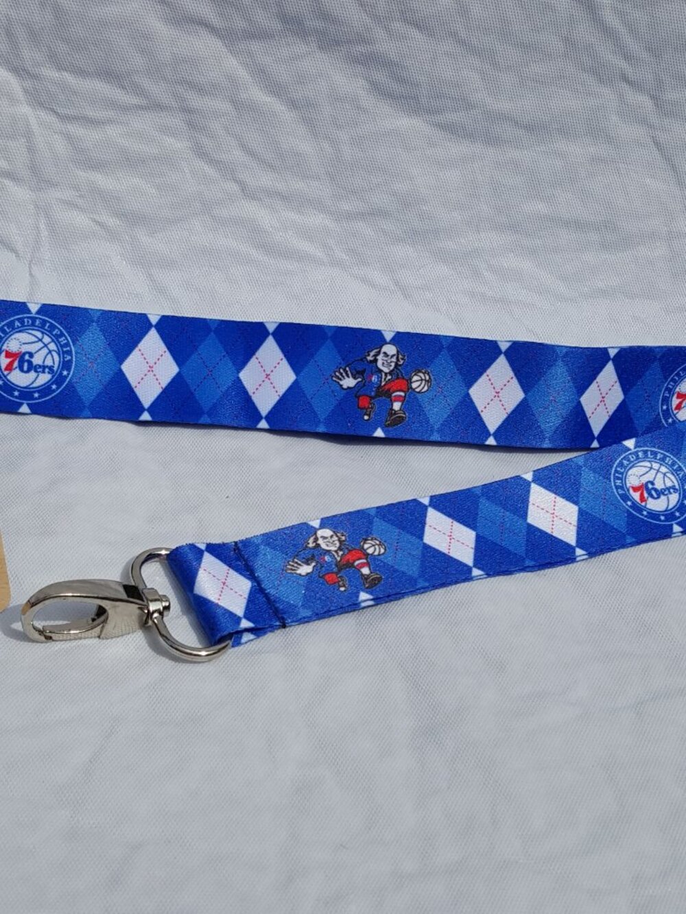 Philadelphia 76ers Lanyard Keychain Argyle Reversible With Clip NBA New
